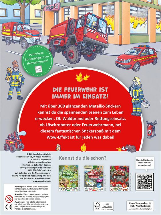 Produktbild: Das Metallic-Stickerbuch &ndash; Feuerwehr