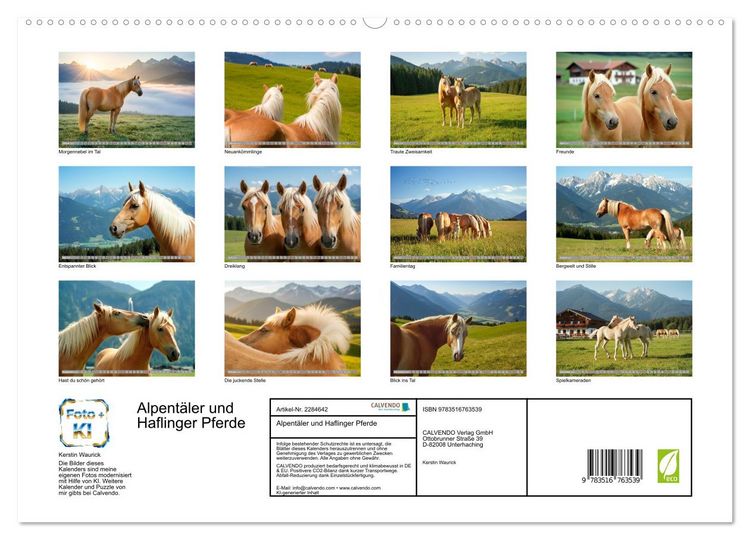 Produktbild: Alpent&auml;ler und Haflinger Pferde (hochwertiger Premium Wandkalender 2027 DIN A2 quer), Kunstdruck in Hochglanz