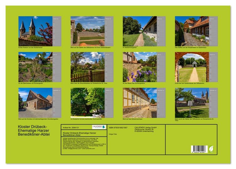 Produktbild: Kloster Dr&uuml;beck-Ehemalige Harzer Benediktiner-Abtei (Wandkalender 2026 DIN A2 quer), CALVENDO Monatskalender