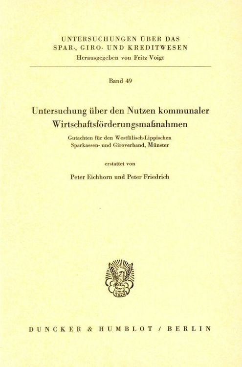 Produktbild: Untersuchung &uuml;ber den Nutzen kommunaler Wirtschaftsf&ouml;rderungsma&szlig;nahmen.