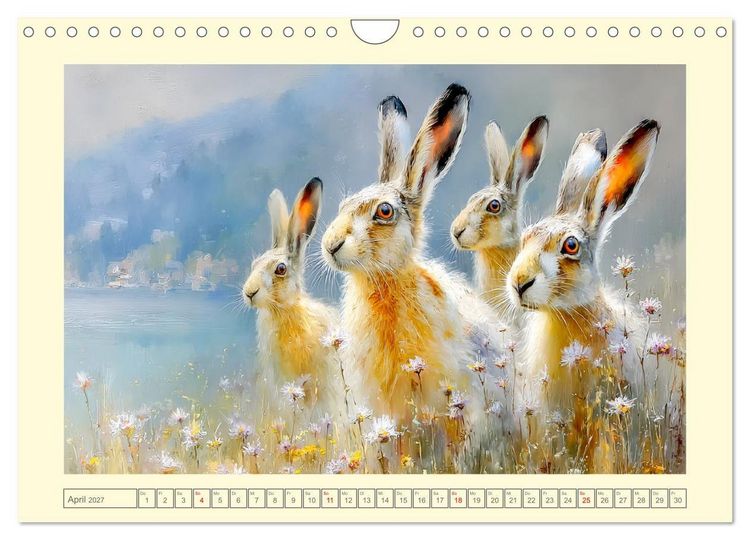 Produktbild: Wildhasen. Meister der Tarnung in offener Feldflur (Wandkalender 2027 DIN A4 quer), CALVENDO Monatskalender