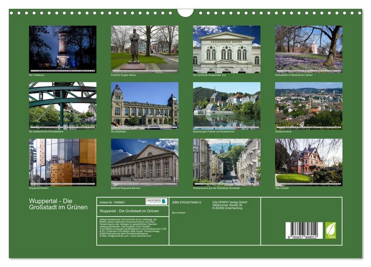 Produktbild: Wuppertal - Die Gro&szlig;stadt im Gr&uuml;nen (Wandkalender 2026 DIN A3 quer), CALVENDO Monatskalender
