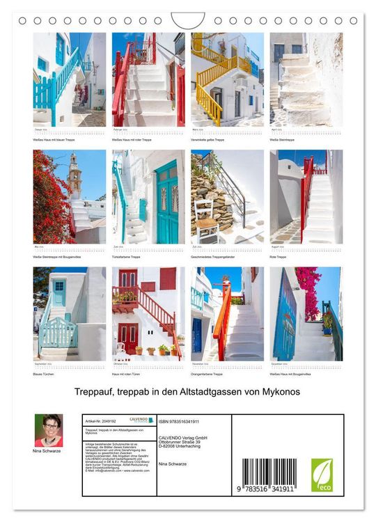 Produktbild: Treppauf, treppab in den Altstadtgassen von Mykonos (Wandkalender 2026 DIN A4 hoch), CALVENDO Monatskalender