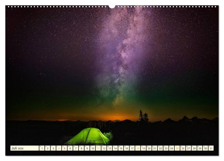 Produktbild: Sternenhimmel im magischen Licht - Polarlicht und Milchstra&szlig;e (Wandkalender 2026 DIN A2 quer), CALVENDO Monatskalender