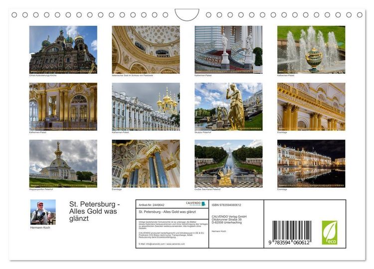 Produktbild: St. Petersburg - Alles Gold was gl&auml;nzt (Wandkalender 2027 DIN A4 quer), CALVENDO Monatskalender