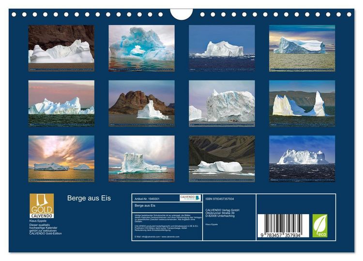 Produktbild: Berge aus Eis (Wandkalender 2026 DIN A4 quer), CALVENDO Monatskalender