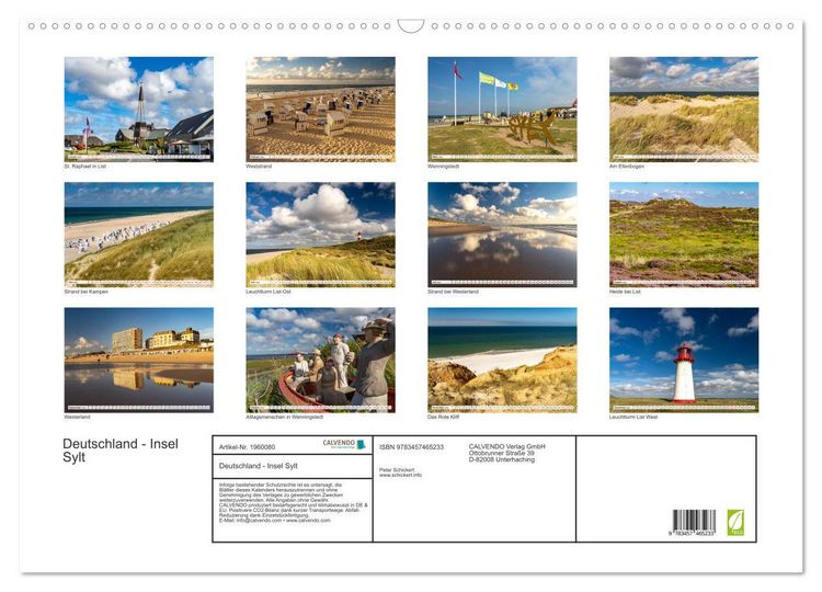 Produktbild: Deutschland - Insel Sylt (Wandkalender 2026 DIN A2 quer), CALVENDO Monatskalender