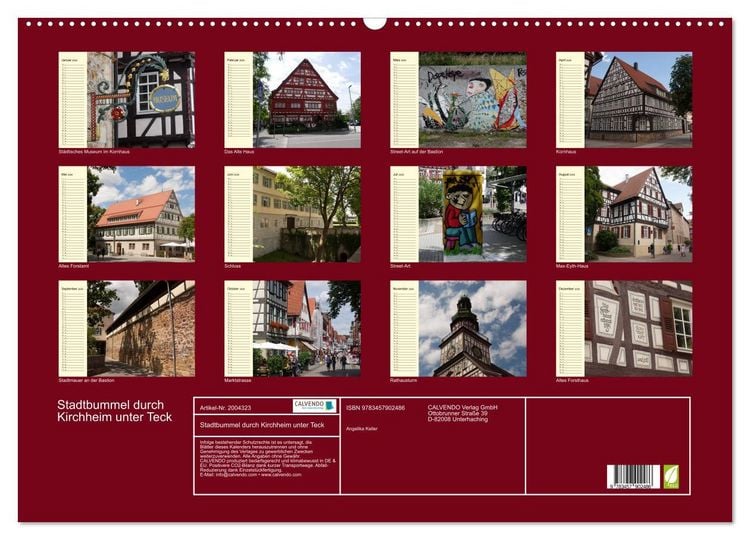 Produktbild: Stadtbummel durch Kirchheim unter Teck (Wandkalender 2026 DIN A2 quer), CALVENDO Monatskalender