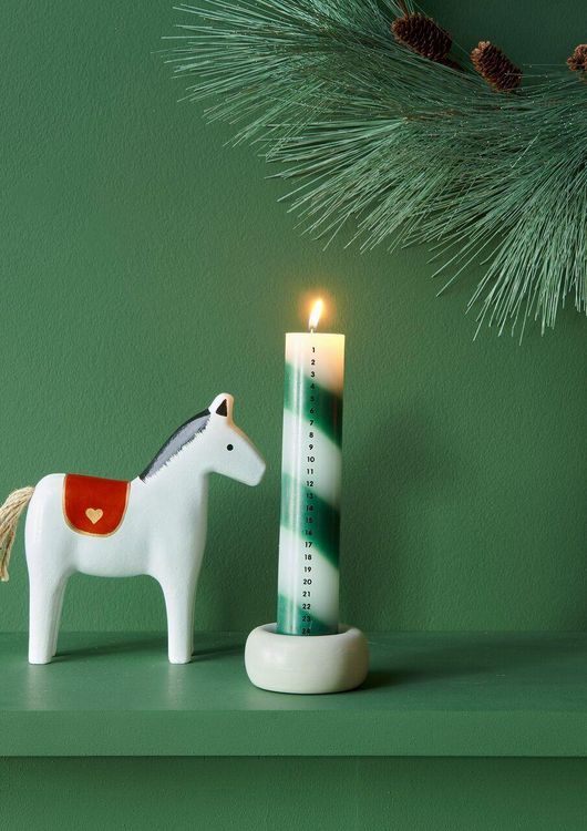 Produktbild: Adventskalender Kerze 1-24, Gr&uuml;n/Wei&szlig;
