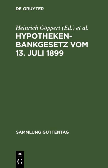 Produktbild: Hypothekenbankgesetz vom 13. Juli 1899
