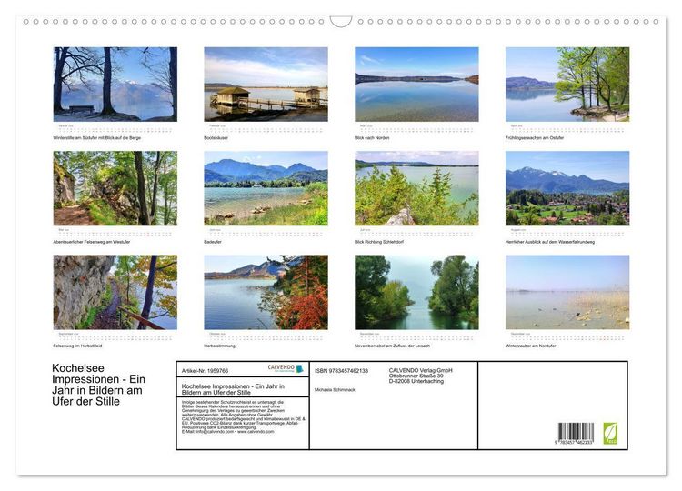 Produktbild: Kochelsee Impressionen - Ein Jahr in Bildern am Ufer der Stille (Wandkalender 2026 DIN A2 quer), CALVENDO Monatskalender