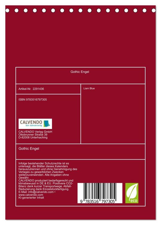Produktbild: Gothic Engel (Tischkalender 2027 DIN A5 hoch), CALVENDO Monatskalender