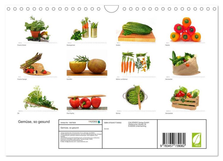 Produktbild: Gem&uuml;se, so gesund (Wandkalender 2026 DIN A4 quer), CALVENDO Monatskalender
