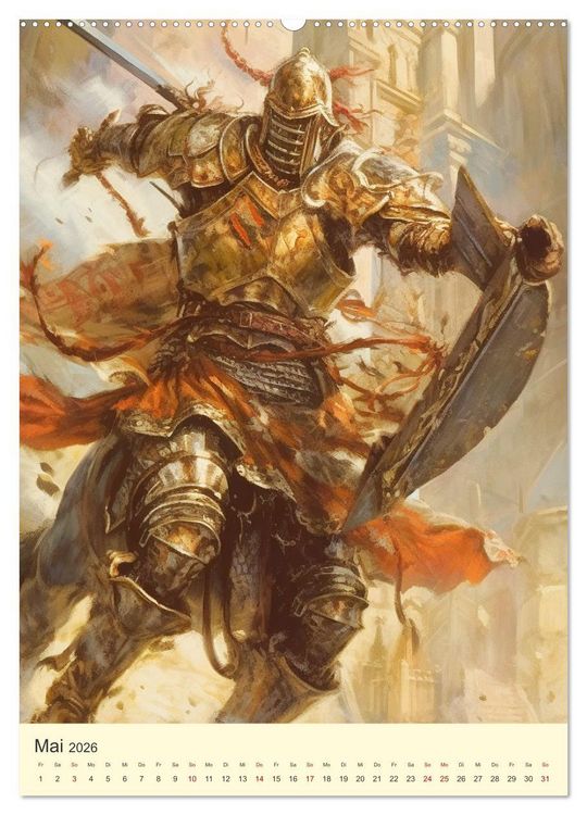Produktbild: Der Drachenk&ouml;nig. Ritter unter der Herrschaft des Biests (hochwertiger Premium Wandkalender 2026 DIN A2 hoch), Kunstdruck in Hochglanz