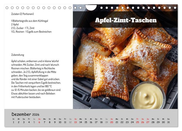 Produktbild: Rezepte f&uuml;r die Hei&szlig;luftfritteuse - vegetarisch, schnell und einfach (Wandkalender 2026 DIN A4 quer), CALVENDO Monatskalender