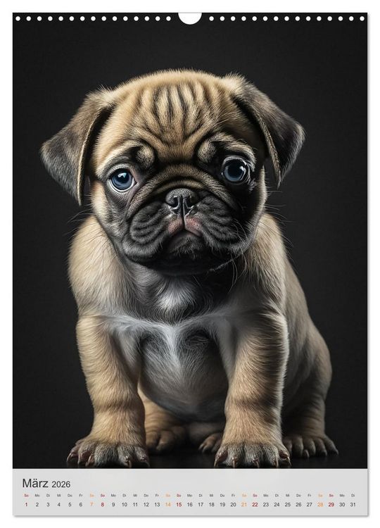 Produktbild: Zauberhafte Hundebabys (Wandkalender 2026 DIN A3 hoch), CALVENDO Monatskalender