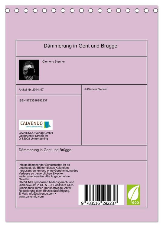 Produktbild: D&auml;mmerung in Gent und Br&uuml;gge (Tischkalender 2026 DIN A5 hoch), CALVENDO Monatskalender