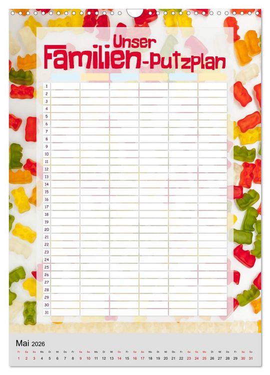 Produktbild: Unser Familien-Putzplan & Kalender 2026 (Wandkalender 2026 DIN A3 hoch), CALVENDO Monatskalender