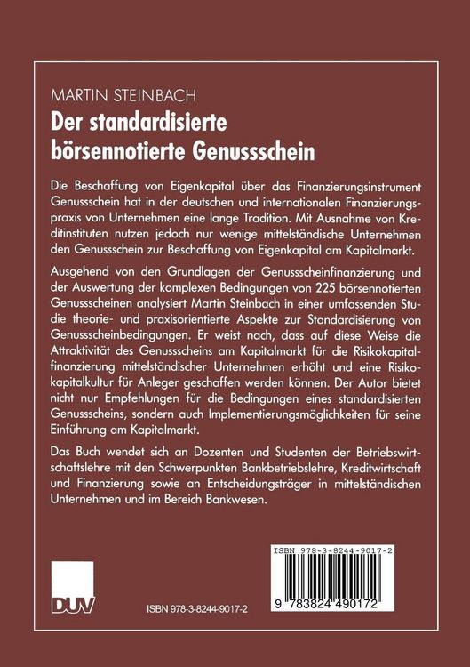 Produktbild: Der standardisierte b&ouml;rsennotierte Genussschein