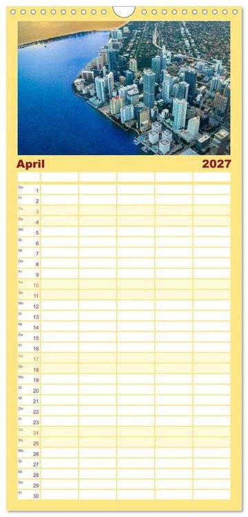 Produktbild: Familienplaner 2027 - Kunterbuntes Miami mit 5 Spalten (Wandkalender, 21 x 45 cm) CALVENDO