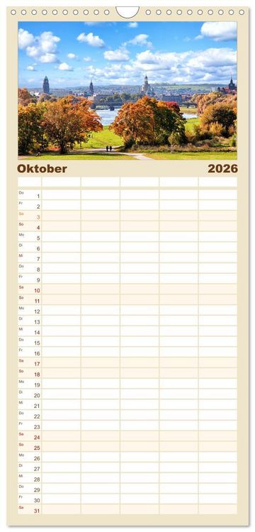 Produktbild: Familienplaner 2026 - Barockstadt Dresden mit 5 Spalten (Wandkalender, 21 x 45 cm) CALVENDO