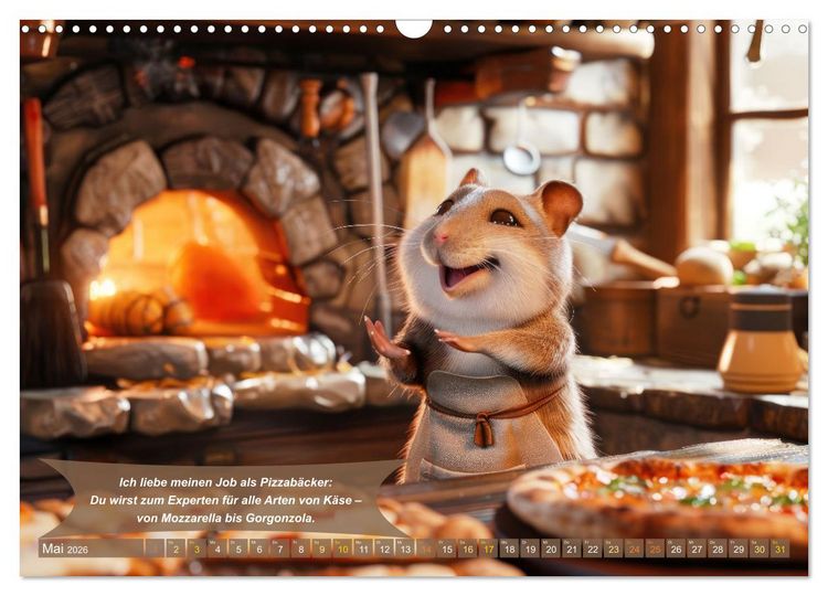 Produktbild: Tierisch lustige Pizzab&auml;cker (Wandkalender 2026 DIN A3 quer), CALVENDO Monatskalender