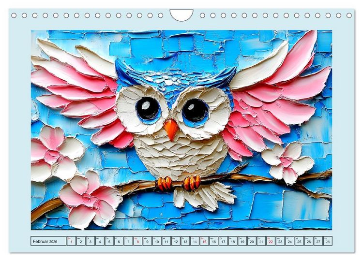 Produktbild: Eulen. Entz&uuml;ckende Paintings (Wandkalender 2026 DIN A4 quer), CALVENDO Monatskalender