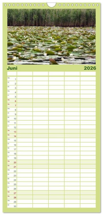 Produktbild: Familienplaner 2026 - Mecklenburgische Seenplatte - zum Tr&auml;umen sch&ouml;n mit 5 Spalten (Wandkalender, 21 x 45 cm) CALVENDO