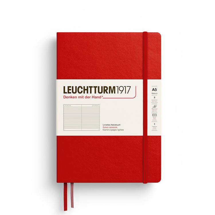 Produktbild: Notizbuch Medium (A5), Hardcover, 251 nummerierte Seiten, Cherry, liniert