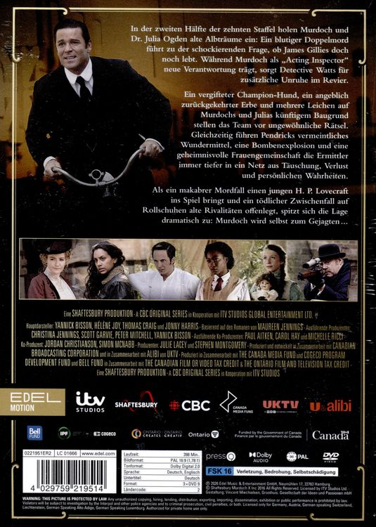 Produktbild: Murdoch Mysteries - Staffel 10 - Teil 2 [3 DVDs]