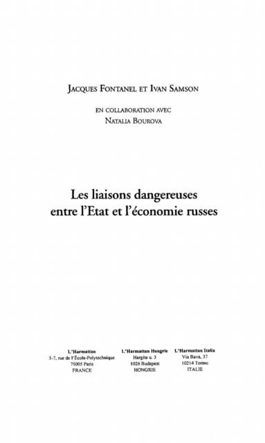 Produktbild: Les liaisons dangereuses entrel'Etat et l'economie russes