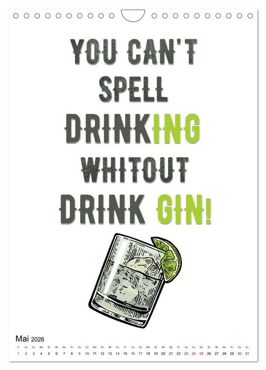 Produktbild: Gin & Tonic - Fun Stuff (Wandkalender 2026 DIN A4 hoch), CALVENDO Monatskalender