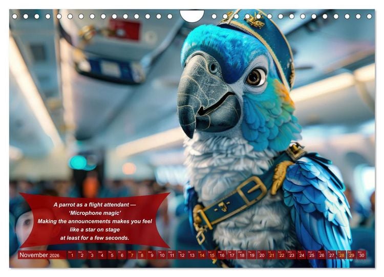 Produktbild: Funny animals as flight attendants (Wall Calendar 2026 DIN A4 landscape), CALVENDO 12 Month Wall Calendar