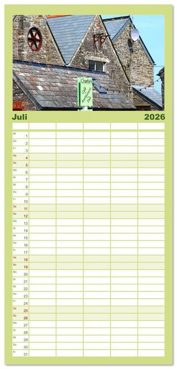 Produktbild: Familienplaner 2026 - Cornwall im Fr&uuml;hling mit 5 Spalten (Wandkalender, 21 x 45 cm) CALVENDO