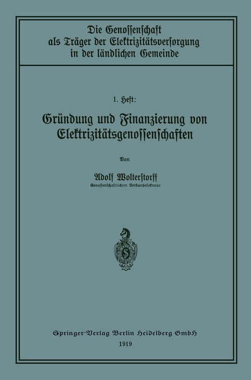 Produktbild: Gr&uuml;ndung und Finanzierung von Elektrizit&auml;tsgenossenschaften