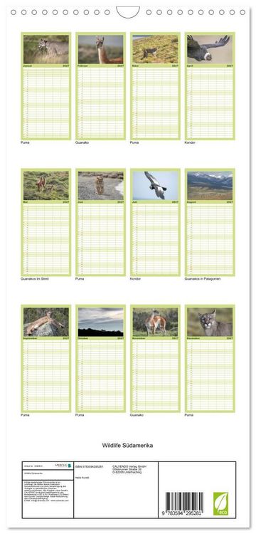 Produktbild: Familienplaner 2027 - Wildlife S&uuml;damerika mit 5 Spalten (Wandkalender, 21 x 45 cm) CALVENDO