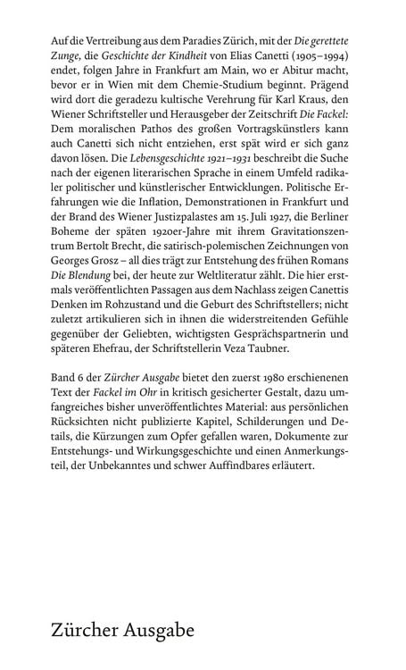 Produktbild: Die Fackel im Ohr &ndash; Z&uuml;rcher Ausgabe, Band 6