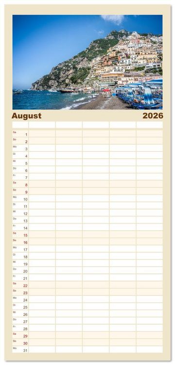 Produktbild: Familienplaner 2026 - Italien - zwischen Dolomiten und Amalfik&uuml;ste mit 5 Spalten (Wandkalender, 21 x 45 cm) CALVENDO