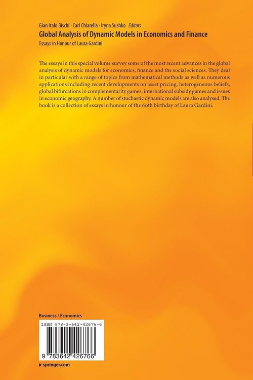 Produktbild: Global Analysis of Dynamic Models in Economics and Finance