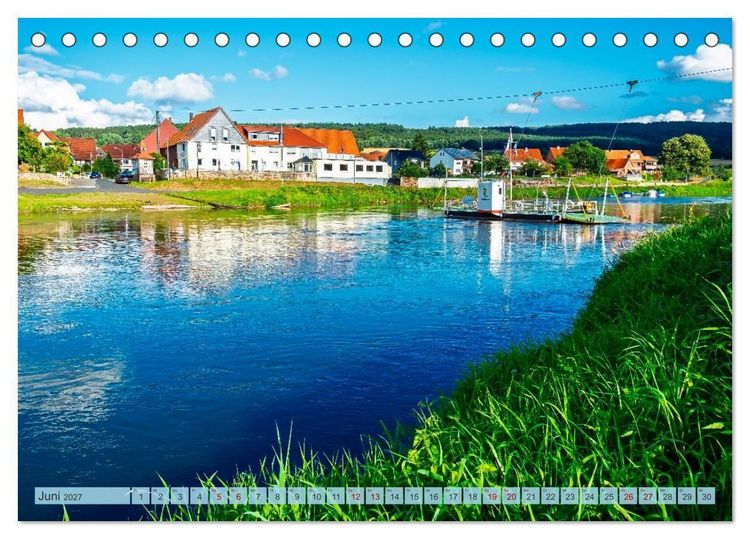 Produktbild: Die Obere Weser - Von Hannoversch M&uuml;nden bis Bad Karlshafen (Tischkalender 2027 DIN A5 quer), CALVENDO Monatskalender