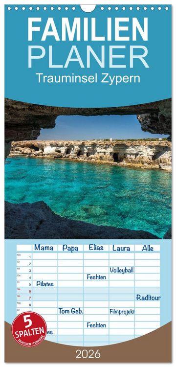 Produktbild: Familienplaner 2026 - Trauminsel Zypern mit 5 Spalten (Wandkalender, 21 x 45 cm) CALVENDO