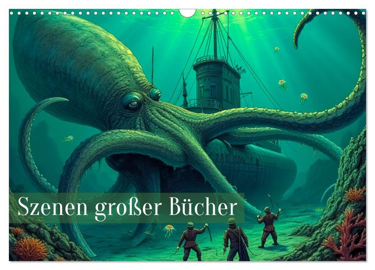 Produktbild: Vergessene Abenteuer - Szenen gro&szlig;er B&uuml;cher (Wandkalender 2026 DIN A3 quer), CALVENDO Monatskalender
