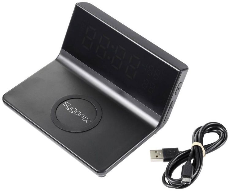 Produktbild: Sygonix Ladestation 15W Alarm Clock with Wireless Charger SY-5459860