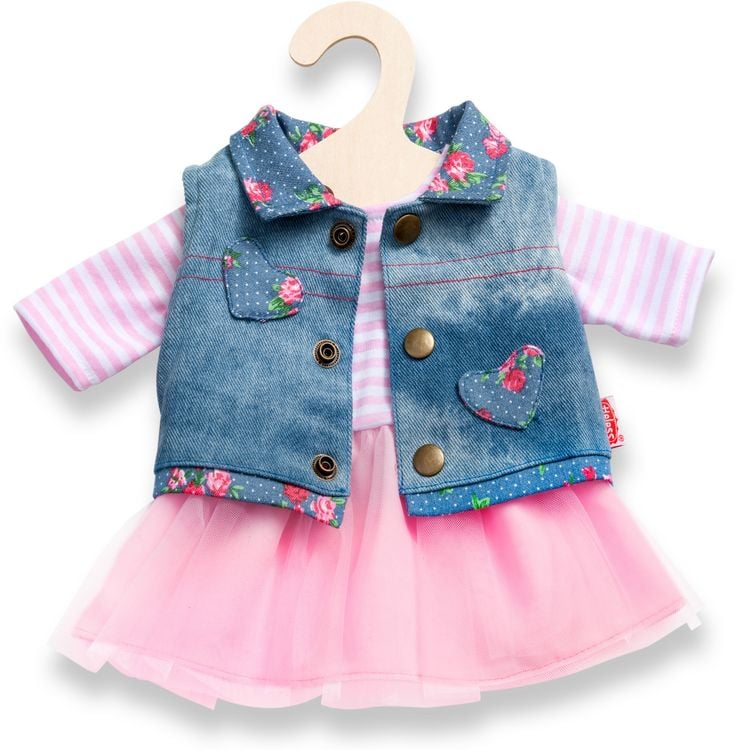 Produktbild: Puppen-T&uuml;llkleid mit Jeansweste, Gr. 35-45 cm