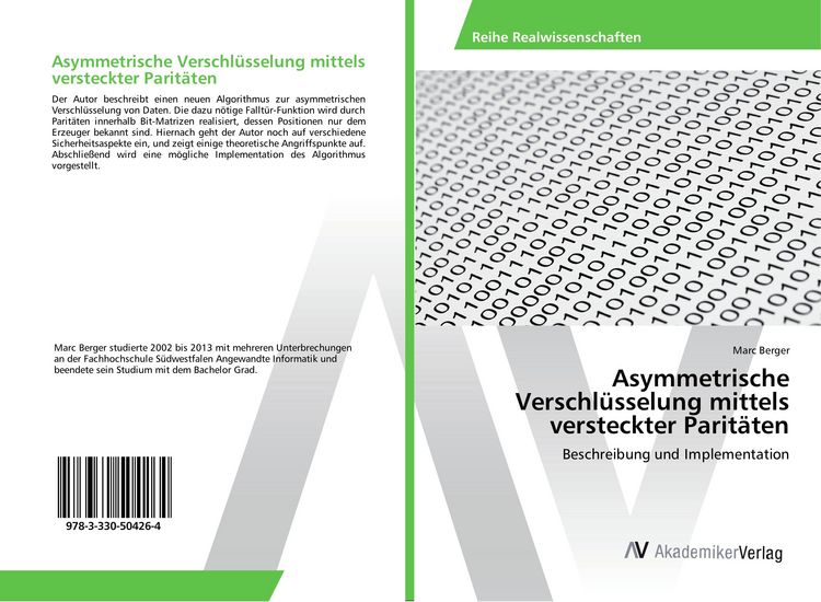 Produktbild: Asymmetrische Verschl&uuml;sselung mittels versteckter Parit&auml;ten