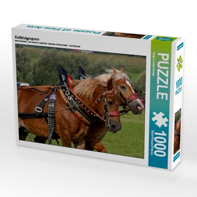 Produktbild: CALVENDO Puzzle Kaltblutgespann | 1000 Teile Lege-Gr&ouml;&szlig;e 64x48cm Foto-Puzzle f&uuml;r gl&uuml;ckliche Stunden