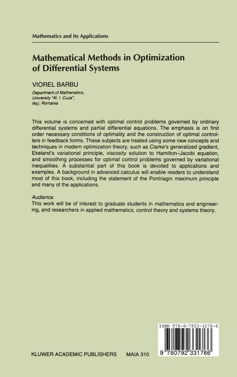 Produktbild: Mathematical Methods in Optimization of Differential Systems