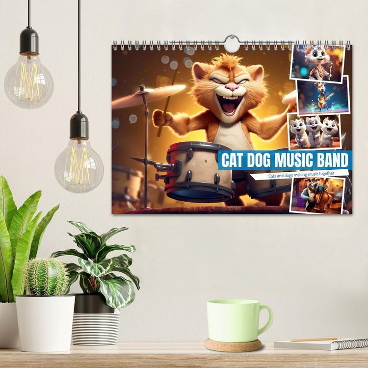 Produktbild: Cat dog music band (Wall Calendar 2026 DIN A4 landscape), CALVENDO 12 Month Wall Calendar