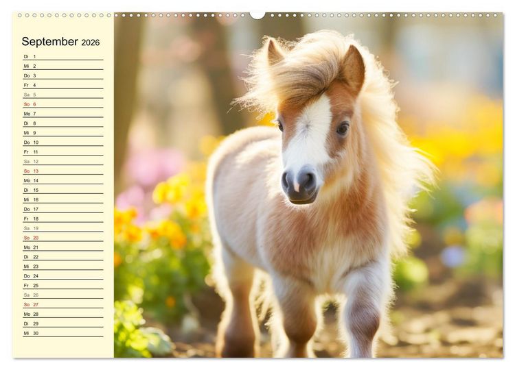 Produktbild: Kleine Pferde. Mini-Ponys zum verlieben (hochwertiger Premium Wandkalender 2026 DIN A2 quer), Kunstdruck in Hochglanz