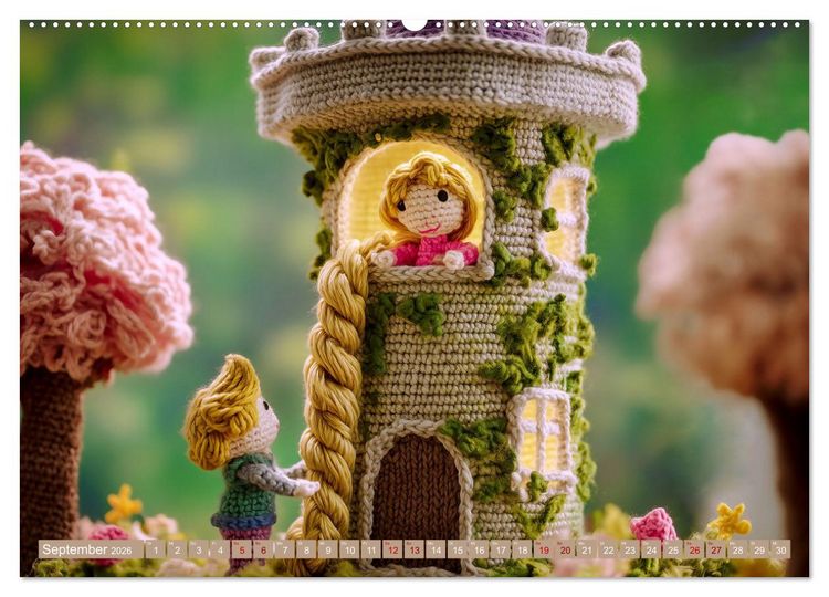 Produktbild: Amigurumi M&auml;rchenstunde nach den Gebr&uuml;dern Grimm (Wandkalender 2026 DIN A2 quer), CALVENDO Monatskalender